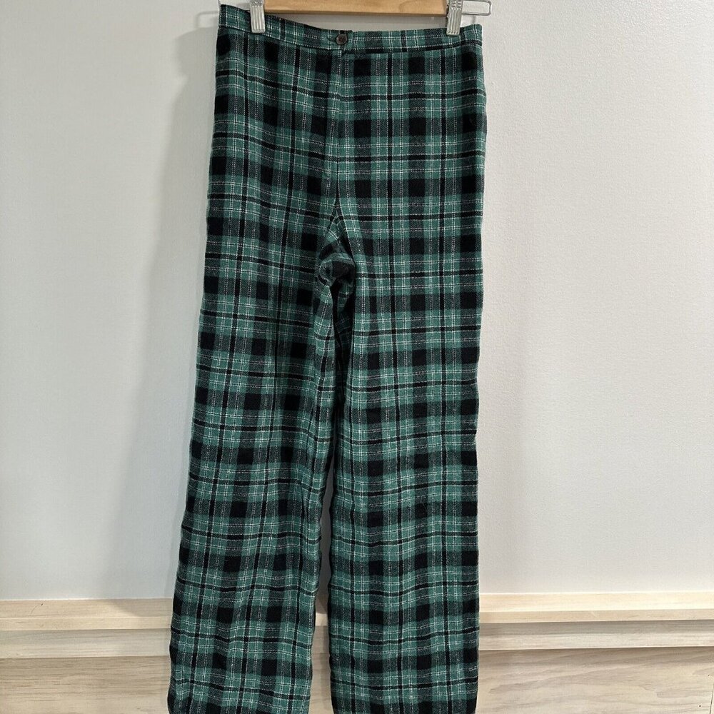 Young Pendleton Wool Pants Lined Virgin Wool Juniors 11/12 Green Black Plaid USA